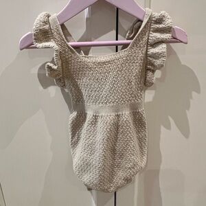 GAP Cream Knit Ruffle romper